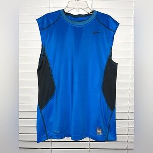 Nike Mens Pro Combat Dri-Fit Blue Sleeveless Performance Activewear Gym Tank Top